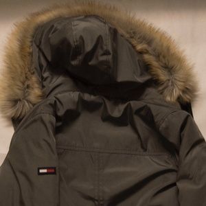 Gray Tommy Hilfiger zip-up parka jacket
